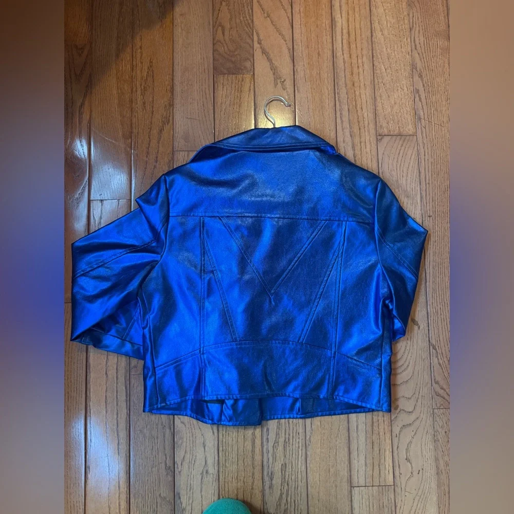 7 for all mankind blue leather jacket - Picture 3 of 3
